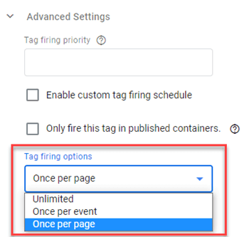 Google Tag Manager Tag Trigger Options Advanced