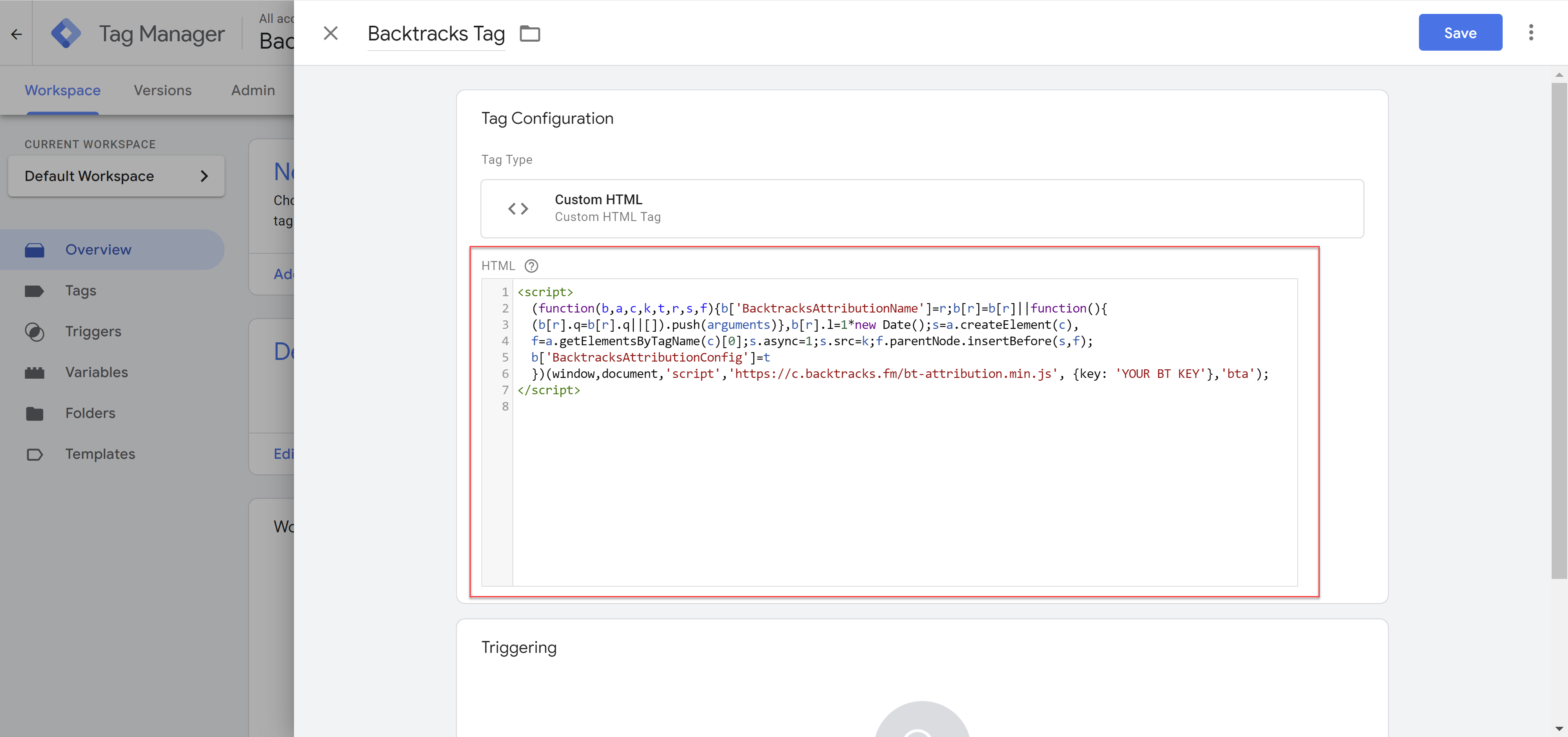 Google Tag Manager Custom HTML Copy and Paste