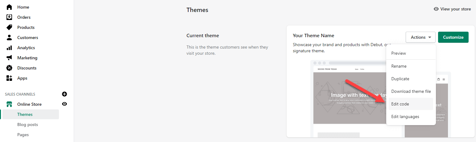 Shopify Theme Edit Code